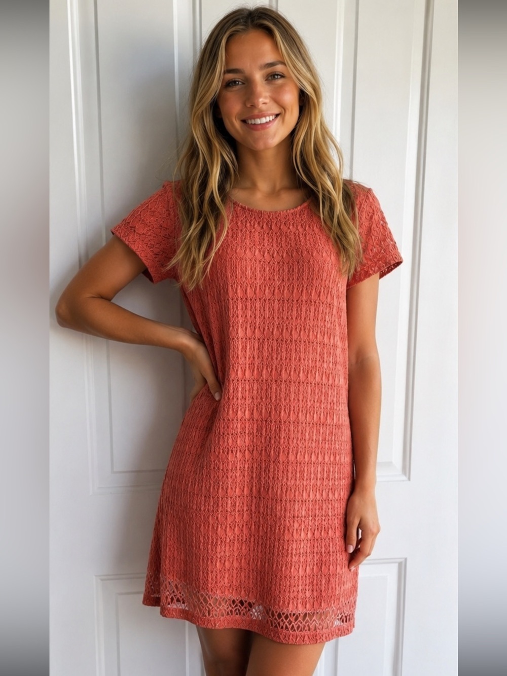 Abercrombie & Fitch Coral Lace pullover Dress Size Medium